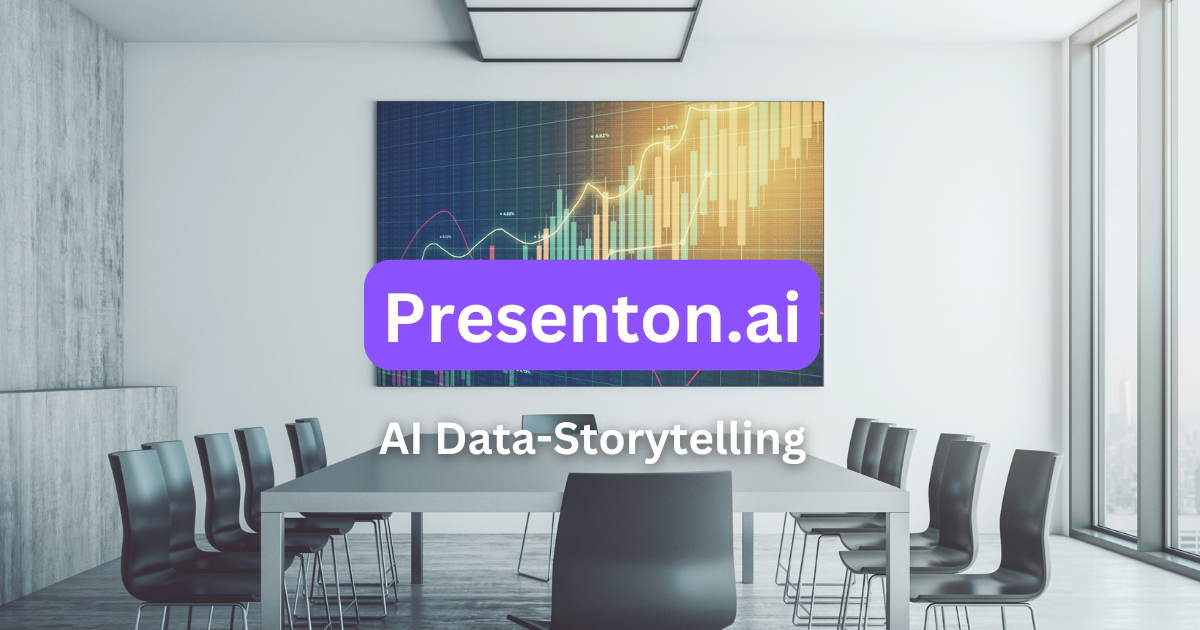Presenton feature graphics showing AI presentation creation from data