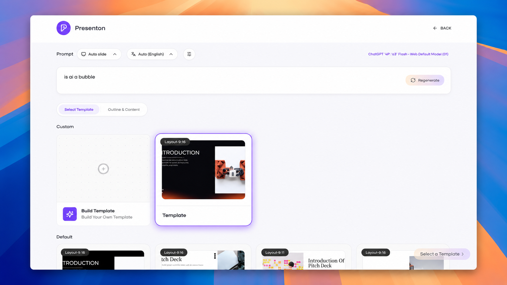 Select your own PowerPoint template in an AI presentation maker