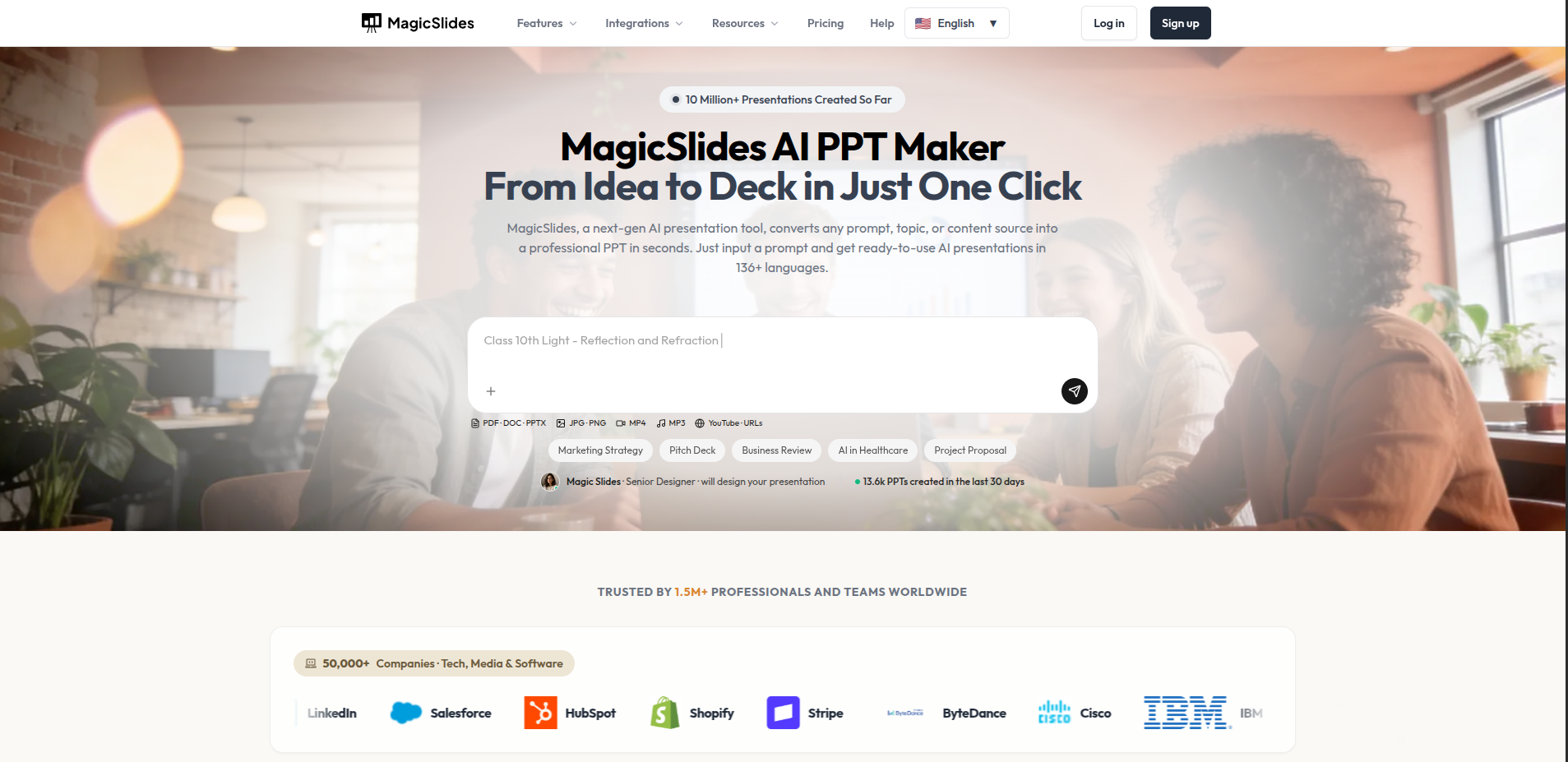 MagicSlides presentation creation and interface