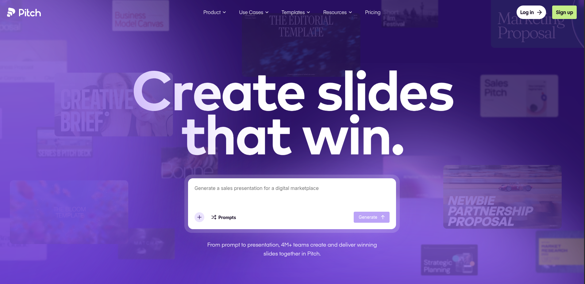Pitch presentation creation and interface
