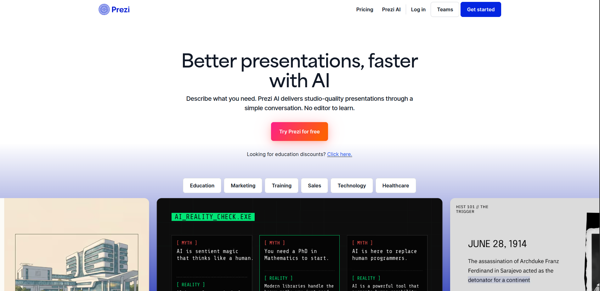 Prezi presentation creation and interface