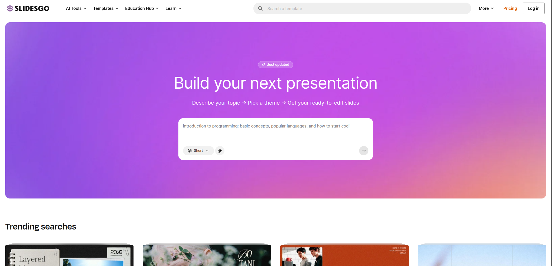 Slidesgo presentation creation and interface